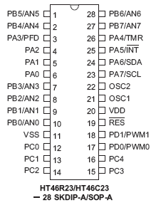   HT46R23, HT46C23