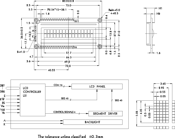 LCD- PC1602G-P2